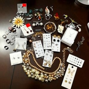 10K white gold pendant plus lot of over 50 pieces of costume jewelry
